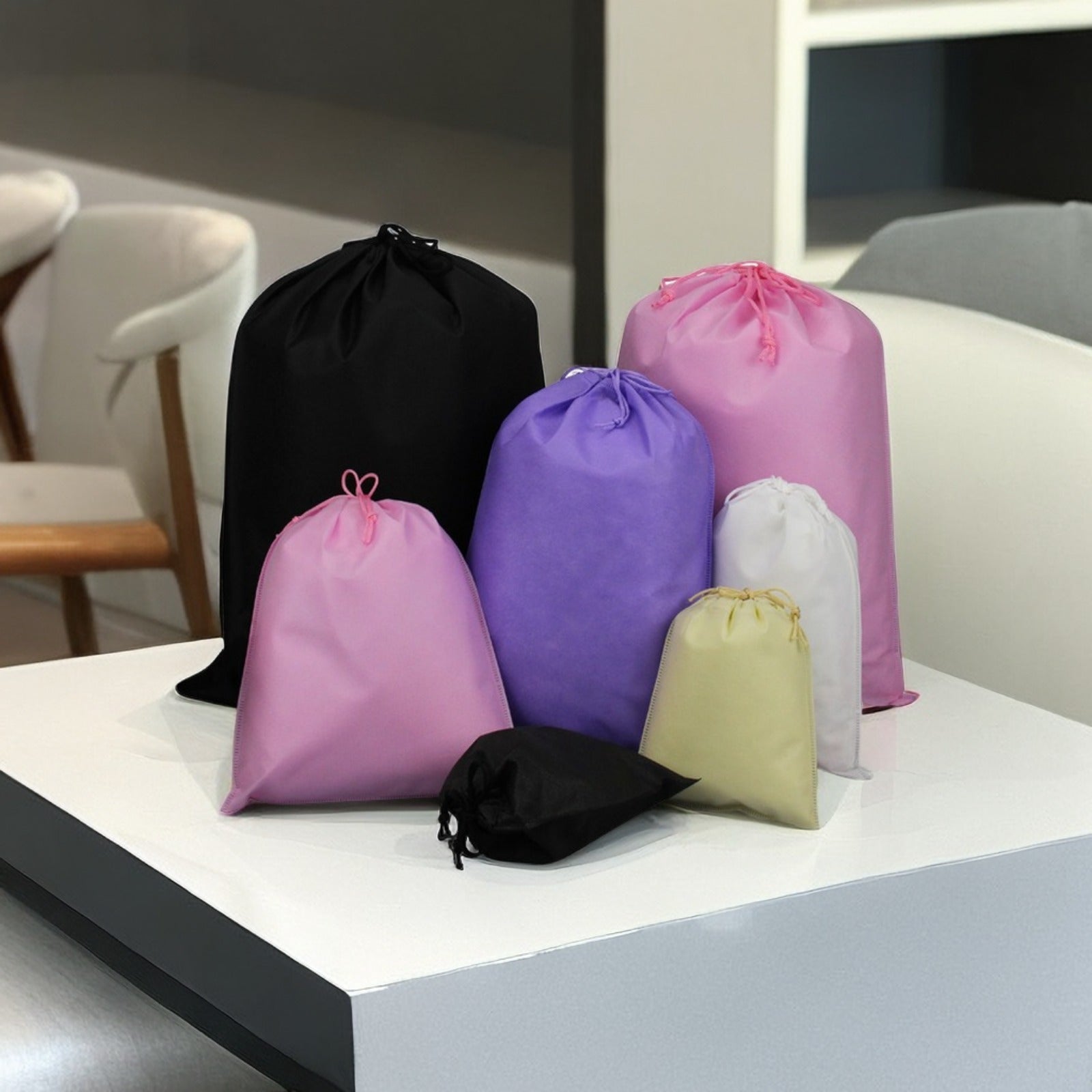 12pcs Portable Shoe Drawstring Storage Bag Non Woven Fabric Clothes Storage Bag