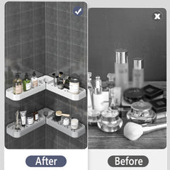 Bathroom Corner Shelves Wall Mounted Organizer Storage Rack No Drilling