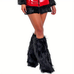 Faux Fur Leg Warmers Women Girls Boot Cuff Party Accessory Set