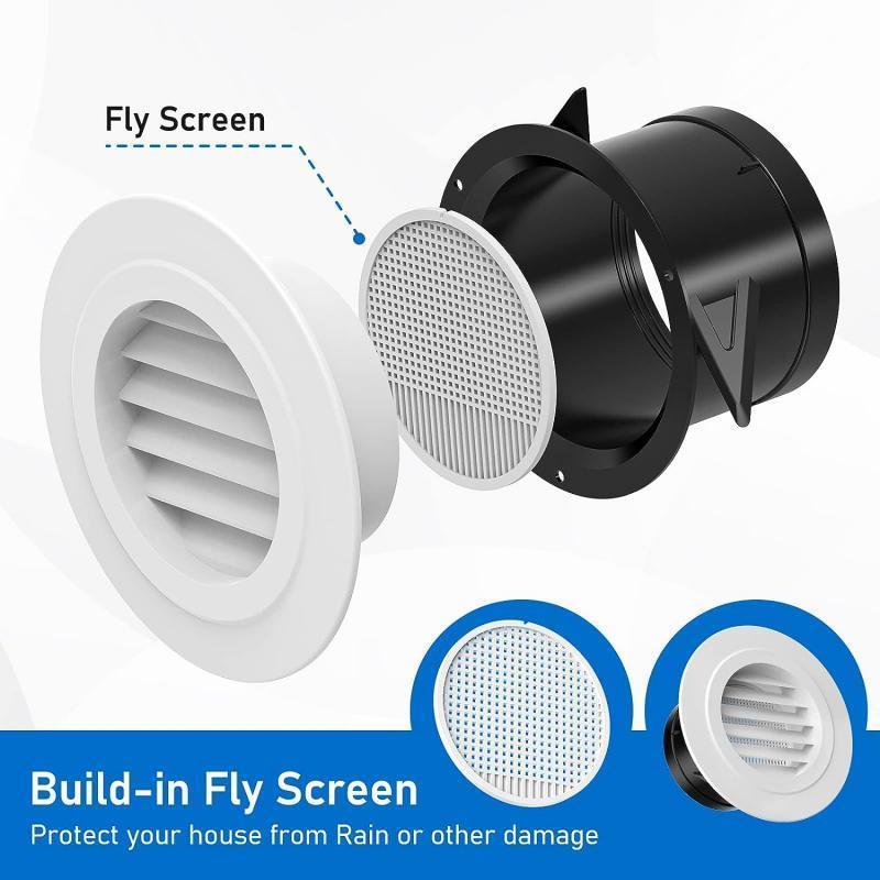 Round Vent Blind Grille Cover with Screen Grid