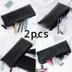 2pcs PU Leather Pencil Case Small Zipper Pouch for Pens Markers Makeups
