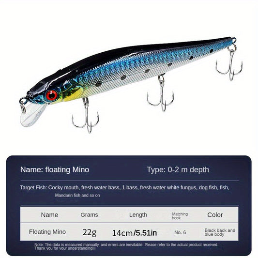 22g Long Casting Minnow Lure Sea Bass Fishing Bait Hard Bait With Sharp Hooks