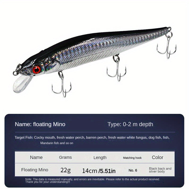 22g Long Casting Minnow Lure Sea Bass Fishing Bait Hard Bait With Sharp Hooks