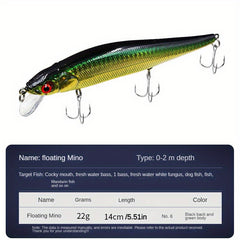 22g Long Casting Minnow Lure Sea Bass Fishing Bait Hard Bait With Sharp Hooks