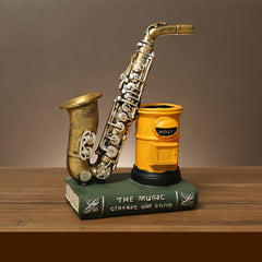 Vintage Saxophone Violin Book Resin Pen Holder Adornment
