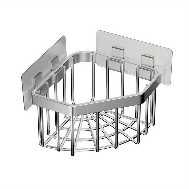 Stainless Steel Sink Corner Sponge Storage Basket Triangular Drain Rack