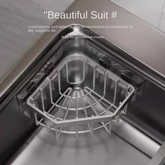 Stainless Steel Sink Corner Sponge Storage Basket Triangular Drain Rack