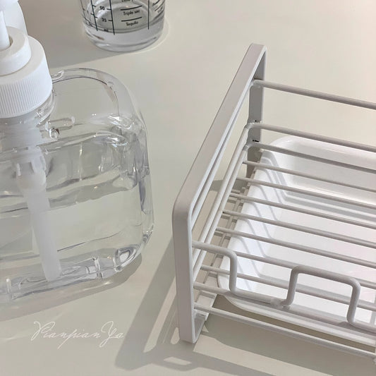 Kitchen Sponge Rack Storage Artifact Iron Craft Drain Rack With Tray