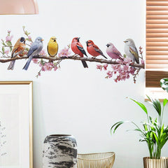 Branch Parrot Bird Decoration Wall Stickers Self Adhesive