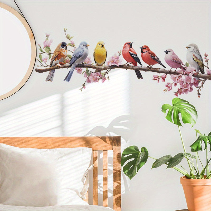 Branch Parrot Bird Decoration Wall Stickers Self Adhesive
