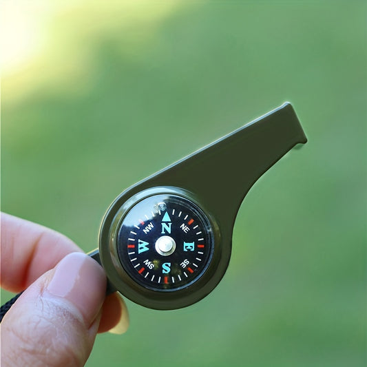 3Pcs Emergency Whistle Compass Thermometer Outdoor Camping Hiking Sports