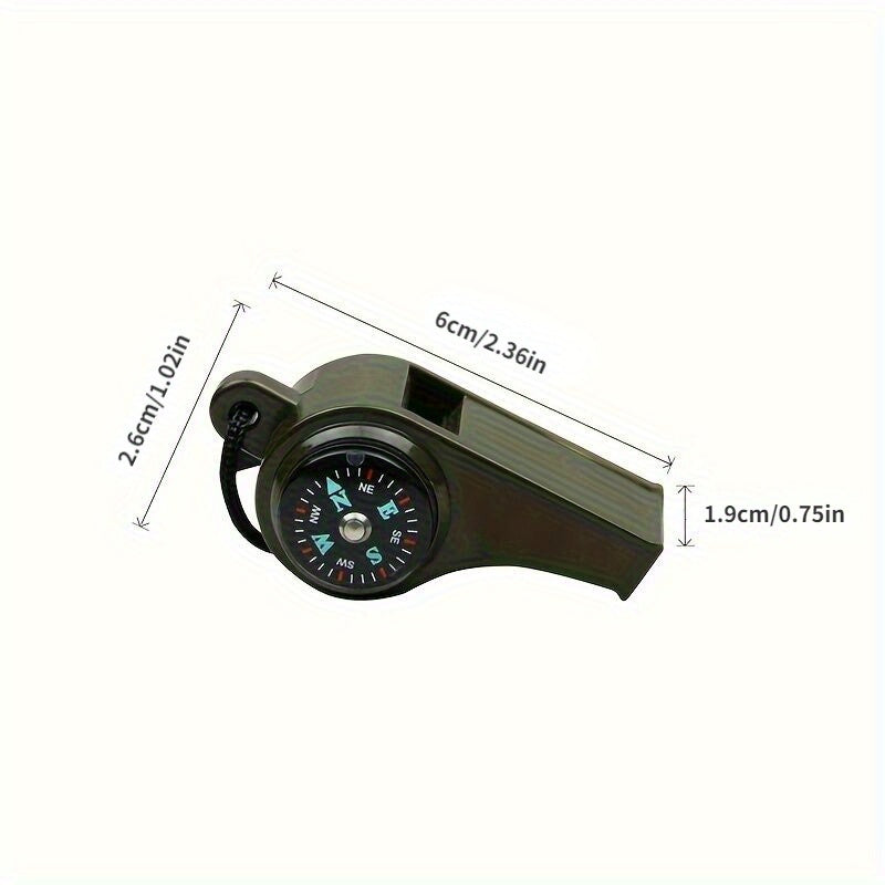 3Pcs Emergency Whistle Compass Thermometer Outdoor Camping Hiking Sports