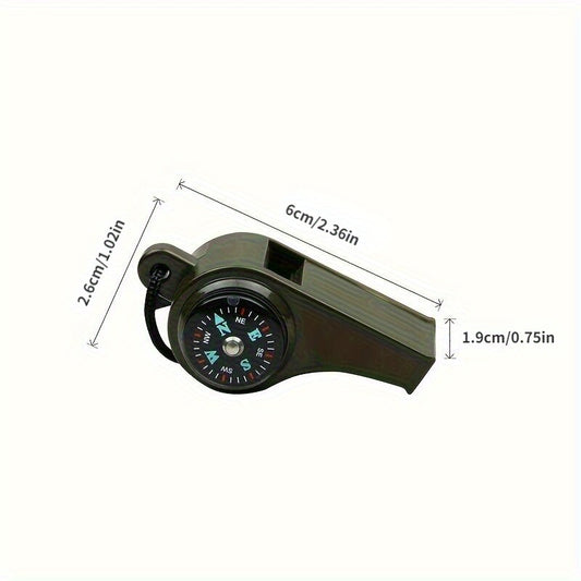 3Pcs Emergency Whistle Compass Thermometer Outdoor Camping Hiking Sports
