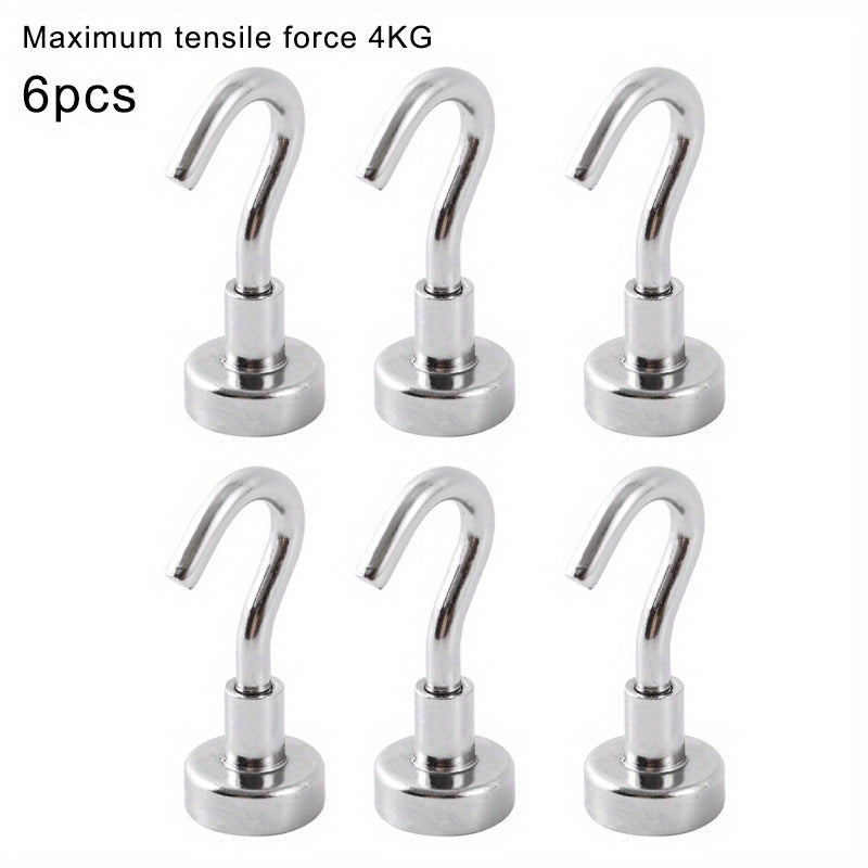 6pcs Strong Magnetic Hook 4KG Storage Neodymium Iron Boron