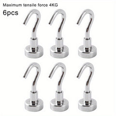 6pcs Strong Magnetic Hook 4KG Storage Neodymium Iron Boron