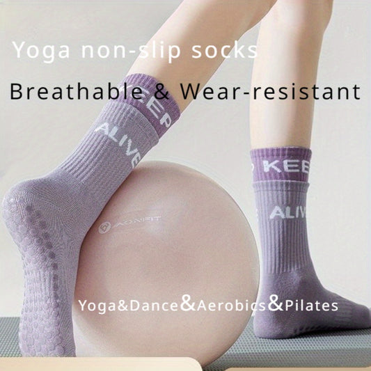 Breathable Yoga Socks With Silicone Dots Non-slip Indoor Gym Fitness
