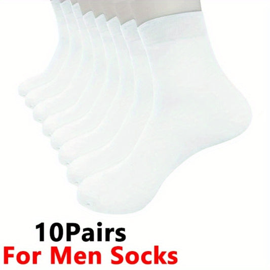 10 Pairs Men's Crew Socks Thin Breathable Casual Outdoor All Seasons Wear