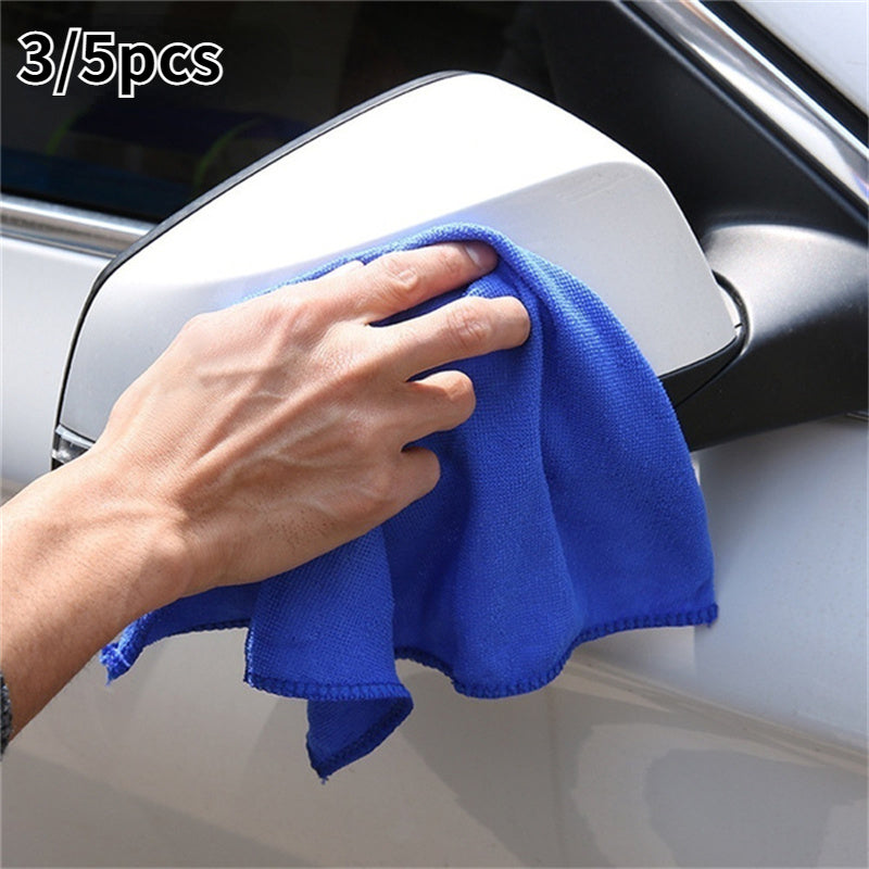 3pcs Microfiber Car Cleaning Towels Soft Drying Cloth Hemming Water Suction Rags