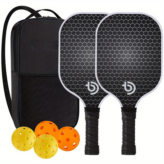 2pcs Pickleball Paddles Lightweight Rackets, 4 Balls, 1 Pickleball Bag