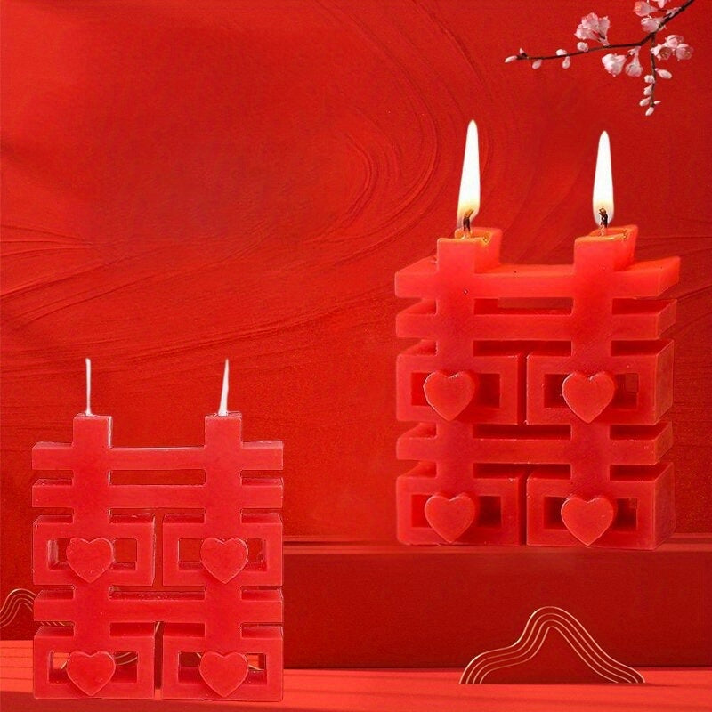 1pc Double Happiness Scented Candles for Wedding Home Decor