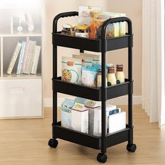 3-Layer Stroller Shelf Casters Armrest Floor Mounted Toilet Storage Rack