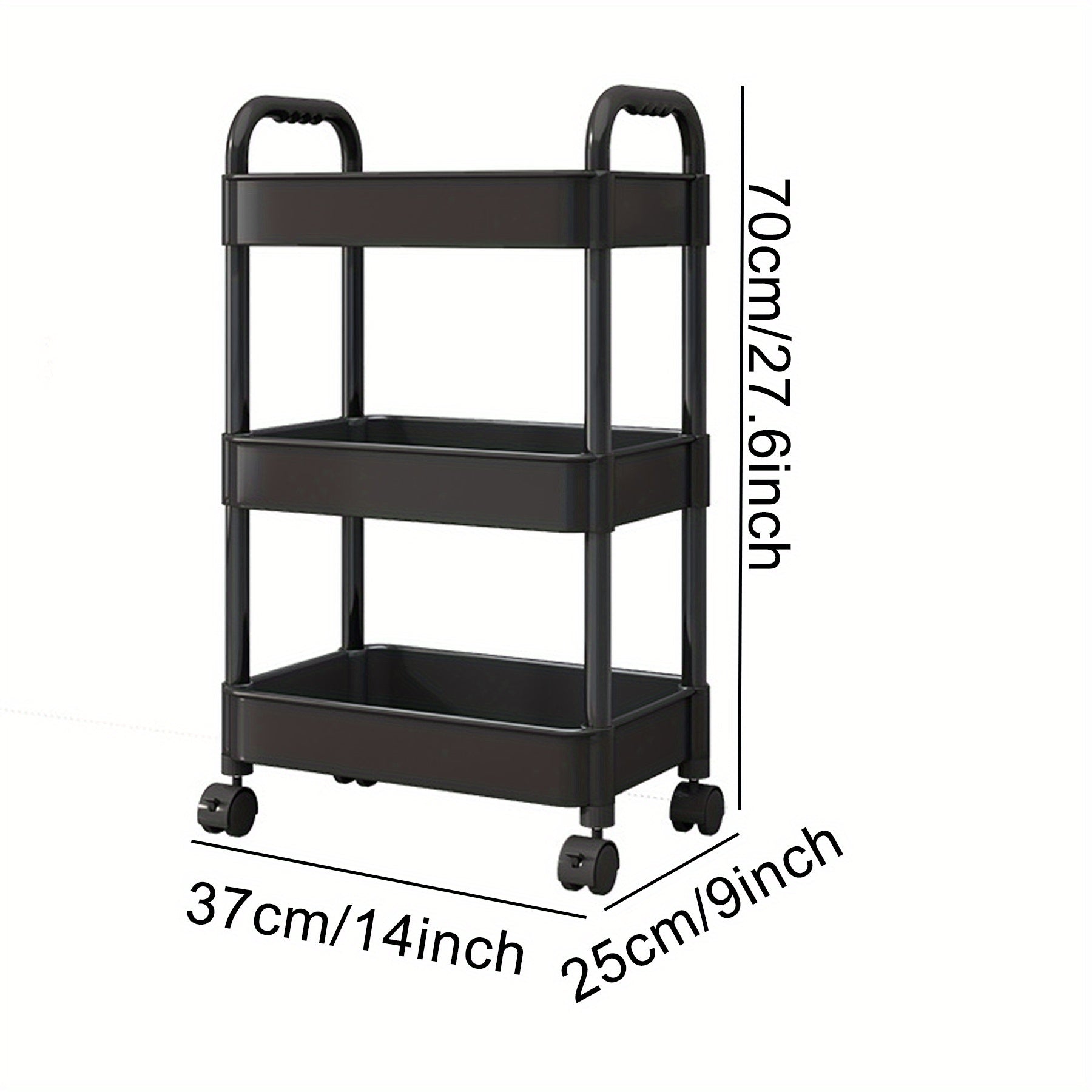 3-Layer Stroller Shelf Casters Armrest Floor Mounted Toilet Storage Rack