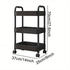 3-Layer Stroller Shelf Casters Armrest Floor Mounted Toilet Storage Rack