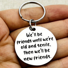 Round Metal Keychain Keyring Pendant for Women Men