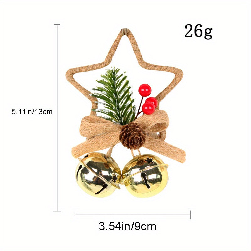 Star Bell Pendant Christmas Tree Hanging Accessories Diy Tree Hanging Bow