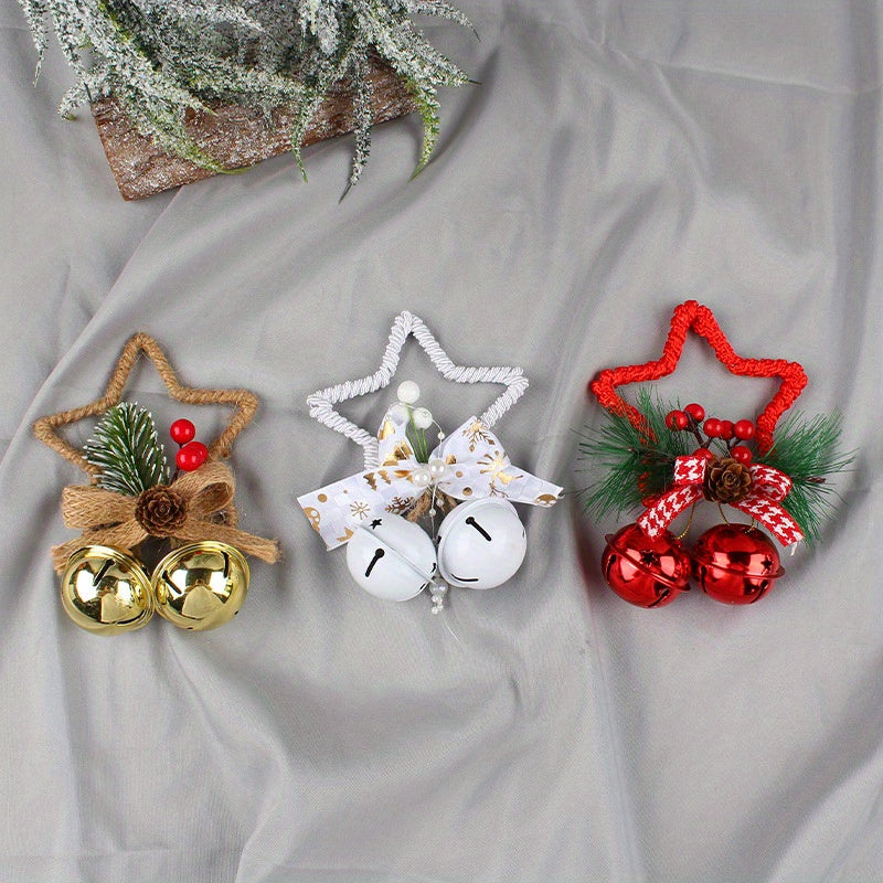 Star Bell Pendant Christmas Tree Hanging Accessories Diy Tree Hanging Bow