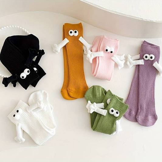 Girl's Unisex Magnetic Crew Socks Comfy Casual Winter & Autumn Random