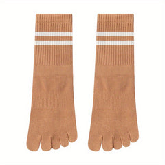 Women's Five Toe Stripe Sports Socks Anti-Slip Grips Cozy Training Socks