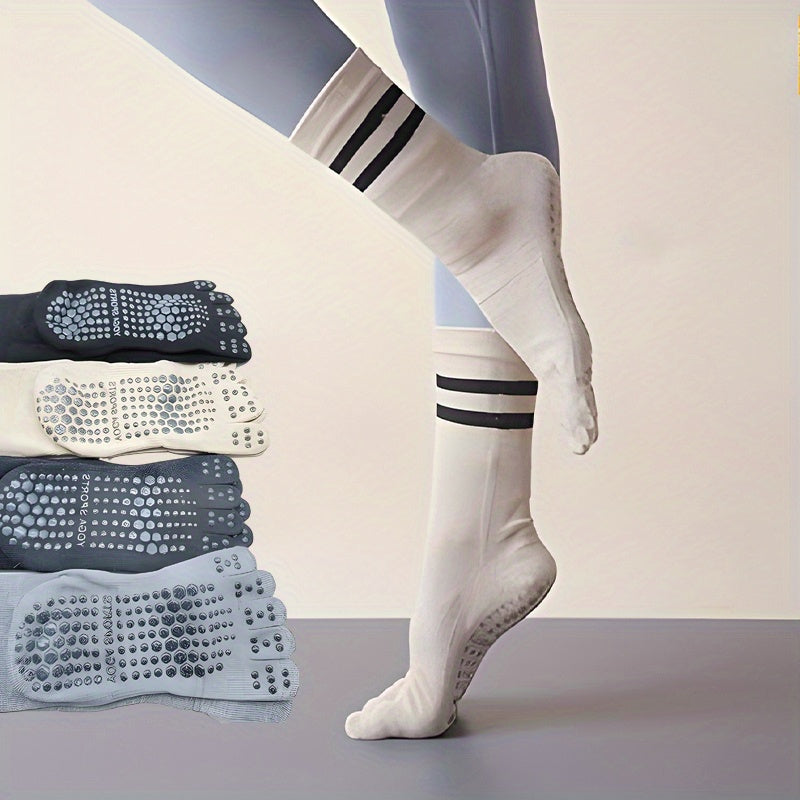 Striped Yoga Socks Breathable With Grips In Pilates Ballet Barre