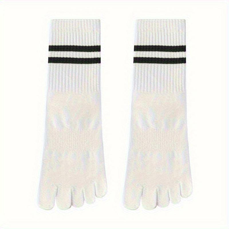 Women's Five Toe Stripe Sports Socks Anti-Slip Grips Cozy Training Socks