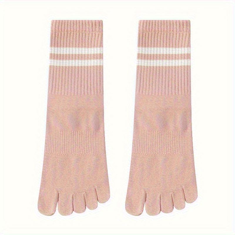 Women's Five Toe Stripe Sports Socks Anti-Slip Grips Cozy Training Socks