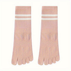 Women's Five Toe Stripe Sports Socks Anti-Slip Grips Cozy Training Socks