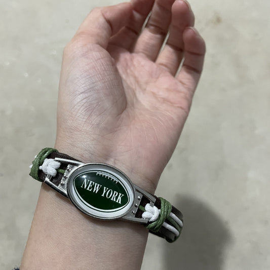 Football Team PU Leather Woven Bracelet