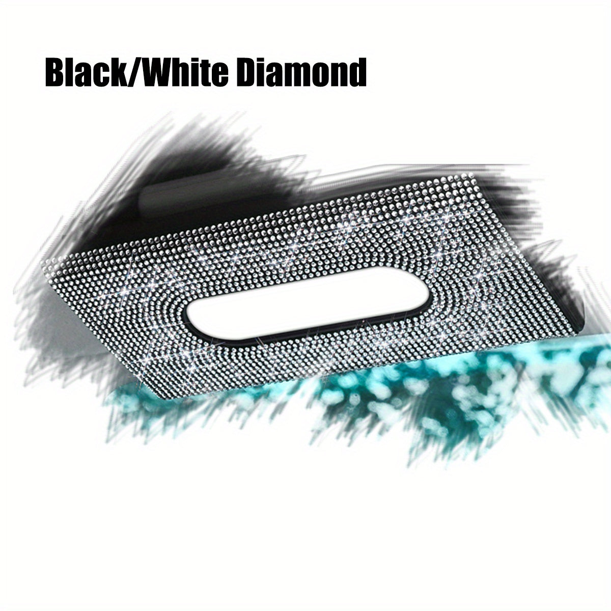 1pc PU Leather Car Tissue Box with Faux Diamond Decor