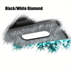 1pc PU Leather Car Tissue Box with Faux Diamond Decor