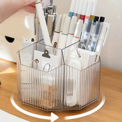 Desktop Transparent Rotating Pen Holder Large Capacity Stationery Storage Box