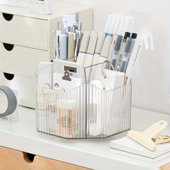 Desktop Transparent Rotating Pen Holder Large Capacity Stationery Storage Box