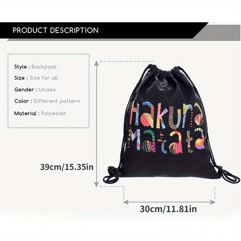 Digital Print Drawstring Bag for Travel and Commute