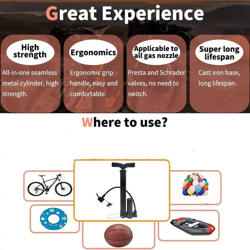 Portable Inflatable Ground Pump 140Psi Mini Bike Air Pump