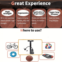 Portable Inflatable Ground Pump 140Psi Mini Bike Air Pump