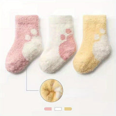 3 Pairs Baby Girl's Non-slip Plush Sleep Socks