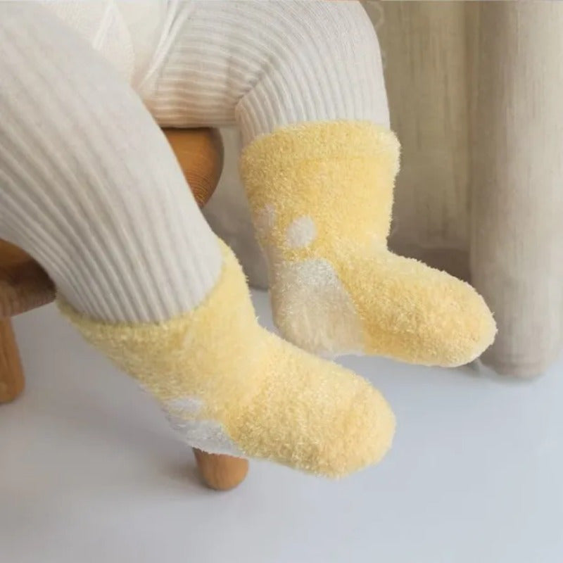 3 Pairs Baby Girl's Non-slip Plush Sleep Socks