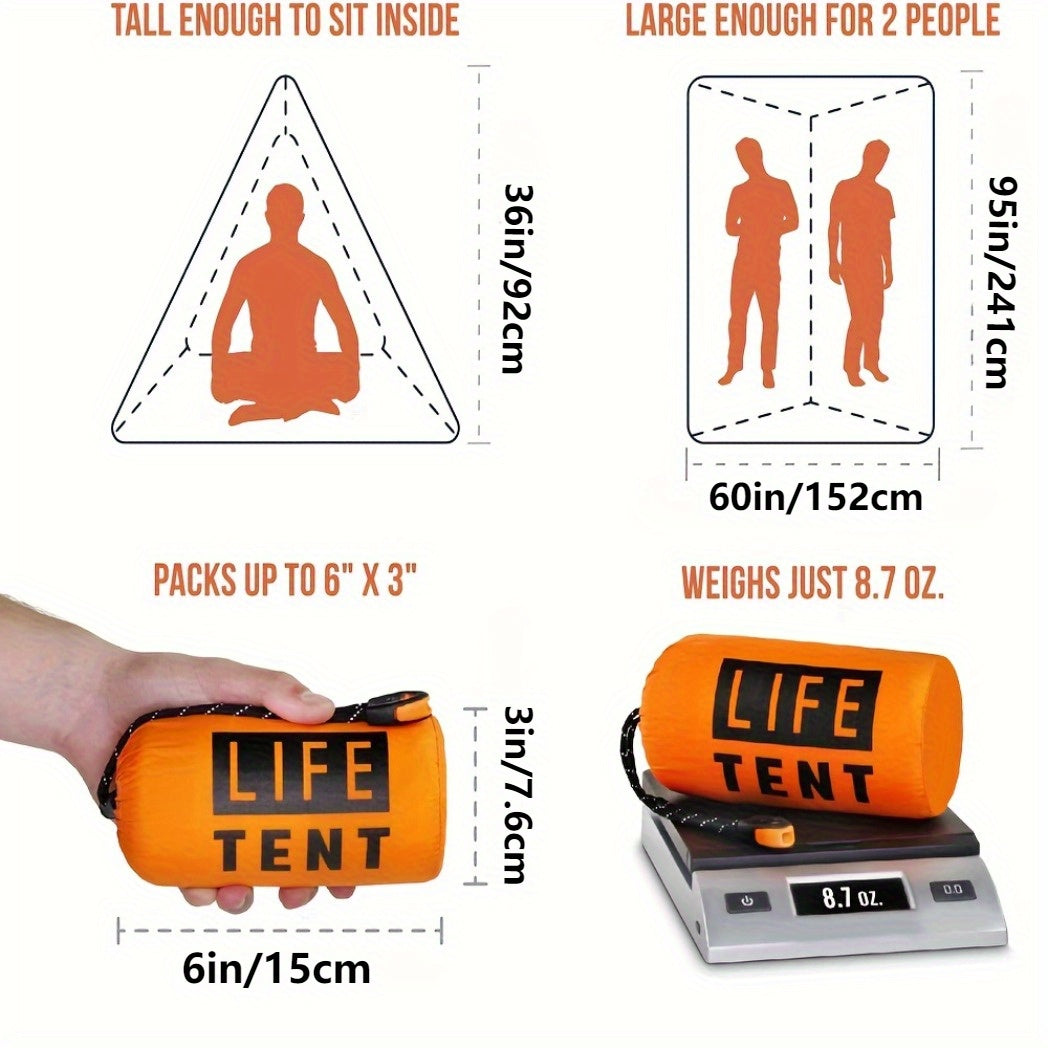Waterproof Emergency Tent for 2 People with Whistle