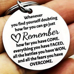 Inspirational Words Keychain Stainless Steel Keyring Pendant Gift