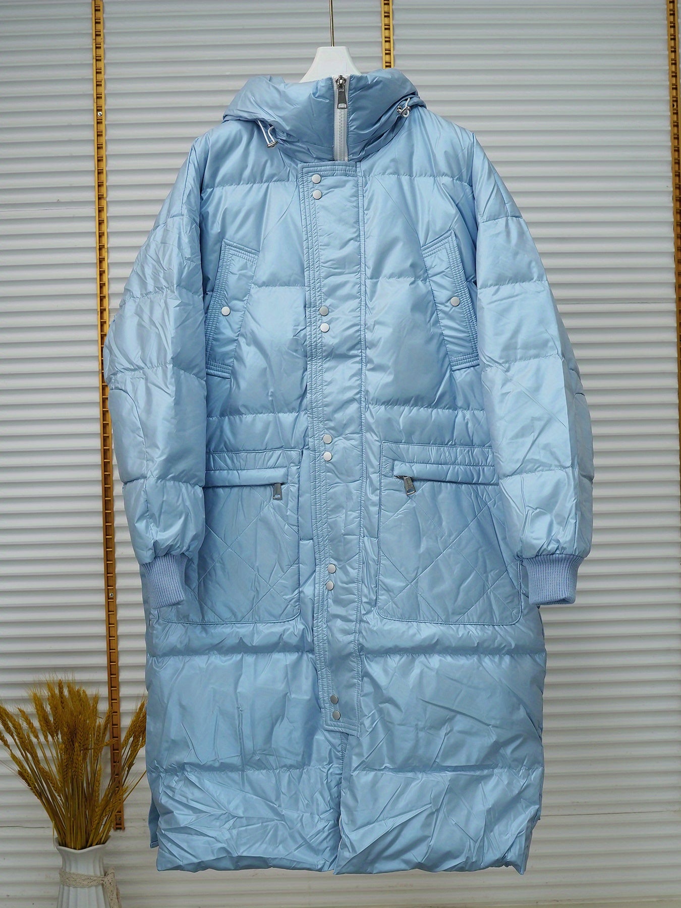 Reflective Puffer Coat Over The Knee Winter Jacket