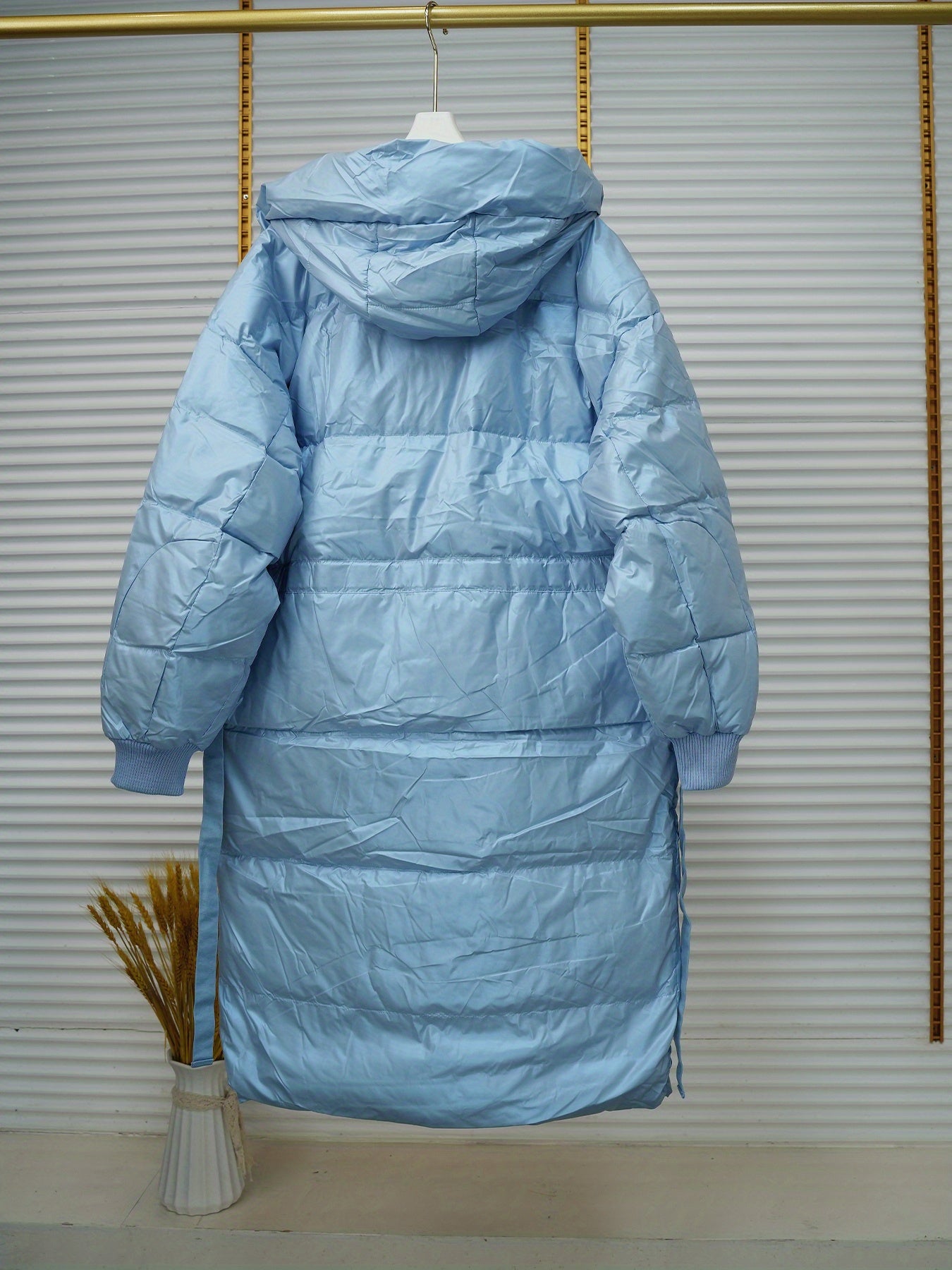 Reflective Puffer Coat Over The Knee Winter Jacket